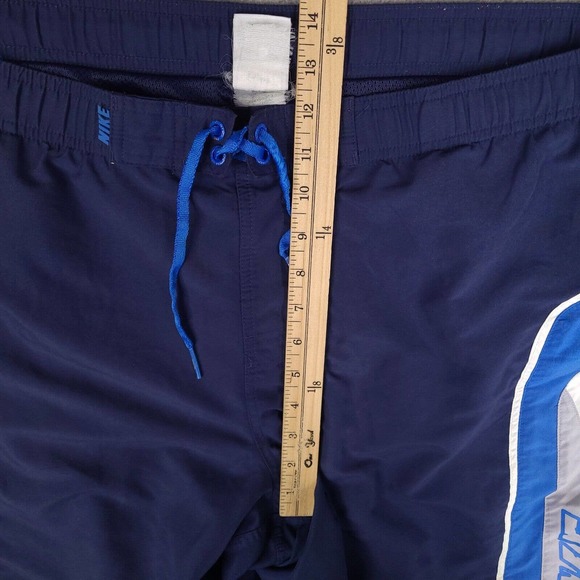 Nike Swim Trunks Mens XL Blue Board Shorts Mesh Lining Pockets Spell Out - Picture 14 of 16
